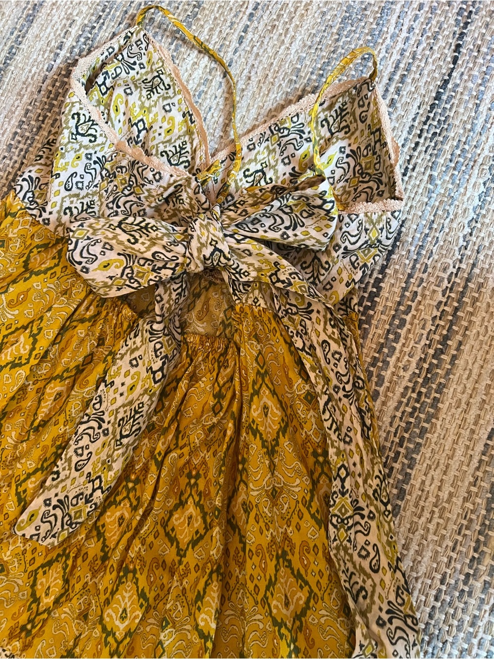 miami Yellow Tiered Patterned Spaghetti-Strap Sundress - Picture 16 of 16